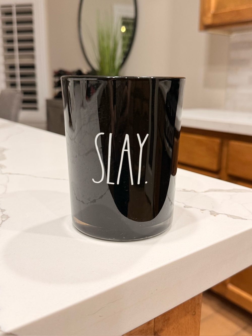 Rae Dunn "SLAY" Black Glass Candle / Jar Vase
